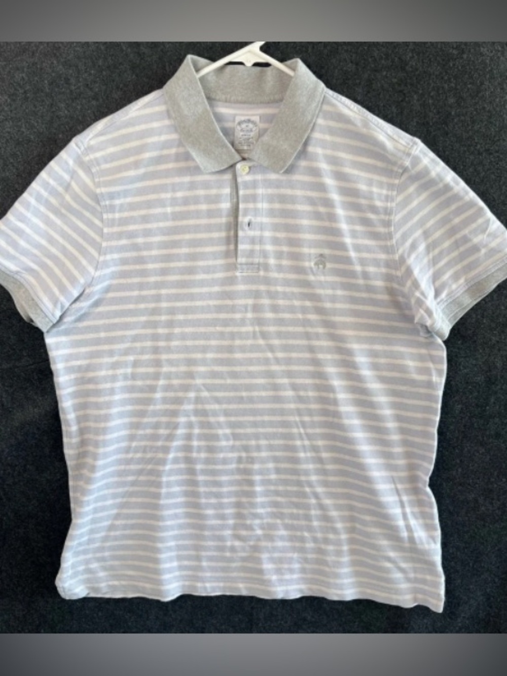 Men's Light Blue & White Striped Casual Button-Down Polo Shirt